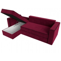 Угловой диван Принстон (микровельвет бордовый чёрный) - Изображение 1